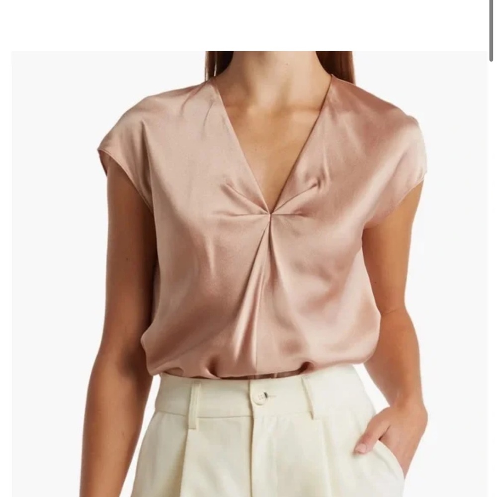 Vince Satin Blouse in Soft Pink